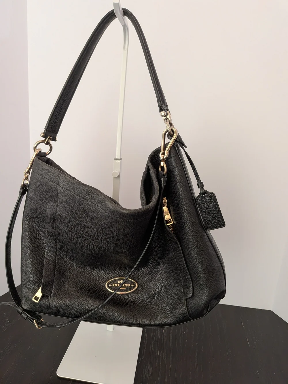 Coach Scout Black Leather Hobo Bag with Gold Hardware